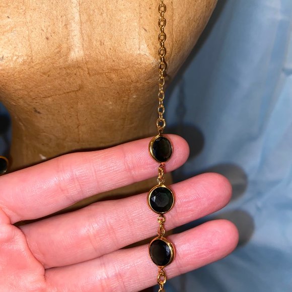 J Crew Gold Blue Crystal Necklace - Picture 4 of 13